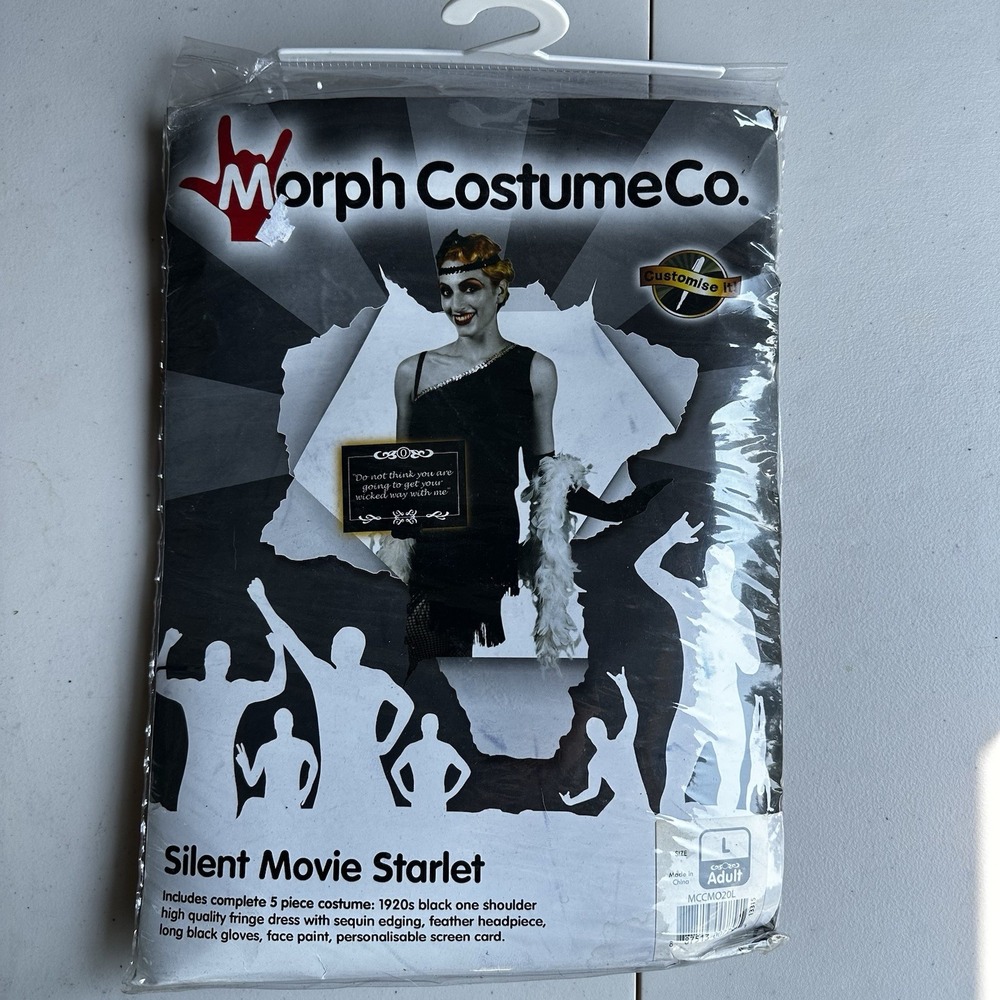 Morph Costume Co Silent Movie Starlet Halloween Costume - Womens Size Large NEW